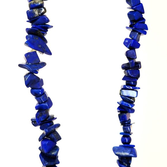 Polished Lapis Lazuli Chip Stone Necklace – 15” Drop - Picture 2 of 5